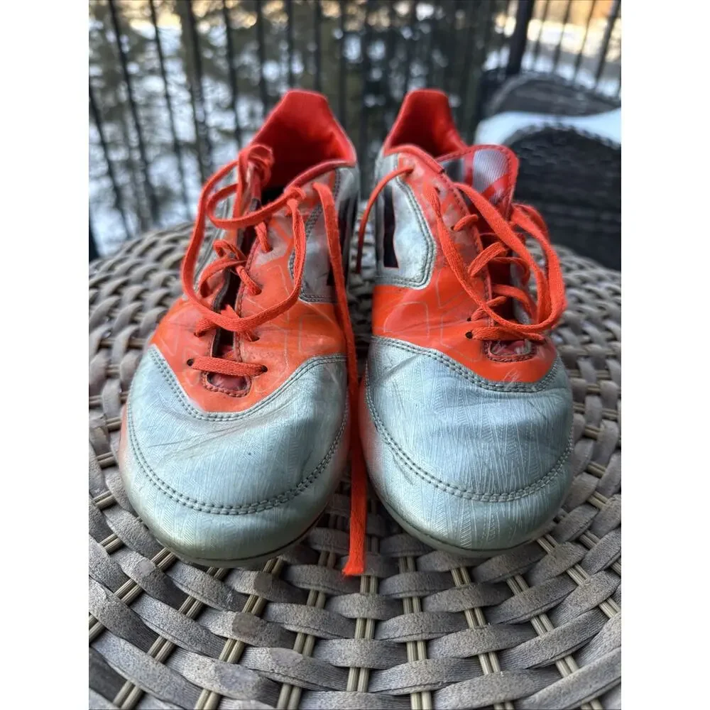 Adidas F50 Adizero Leather Soccer Boots Cleats Gray Orange 8.5 US 8 UK 42 FR